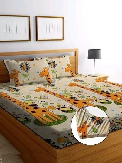 Round Elastic Fitted Double Bed Bedsheet